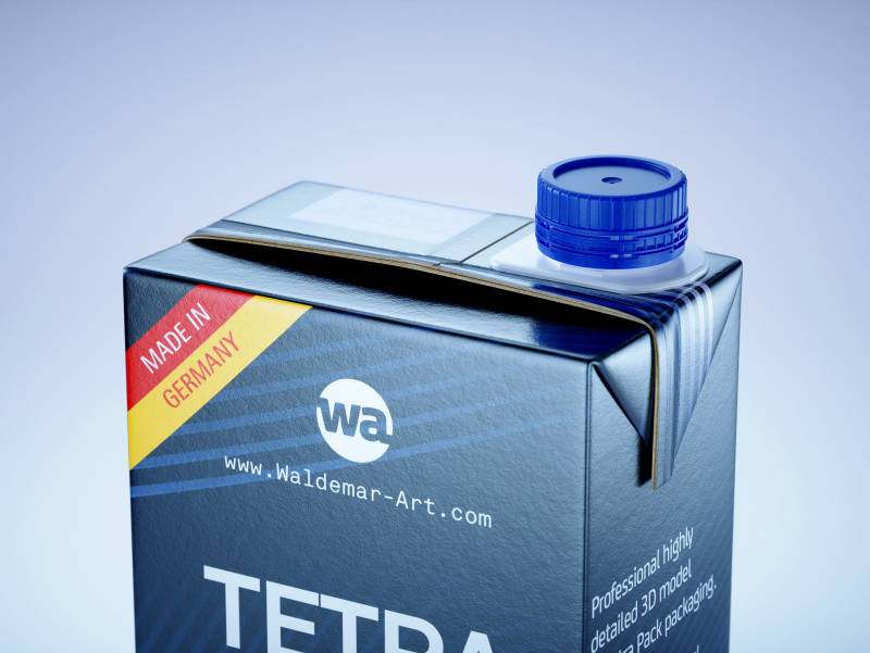 Tetra Brick MID 1000ml with HeliCap23 Pro premium carton milk packaging 3D model