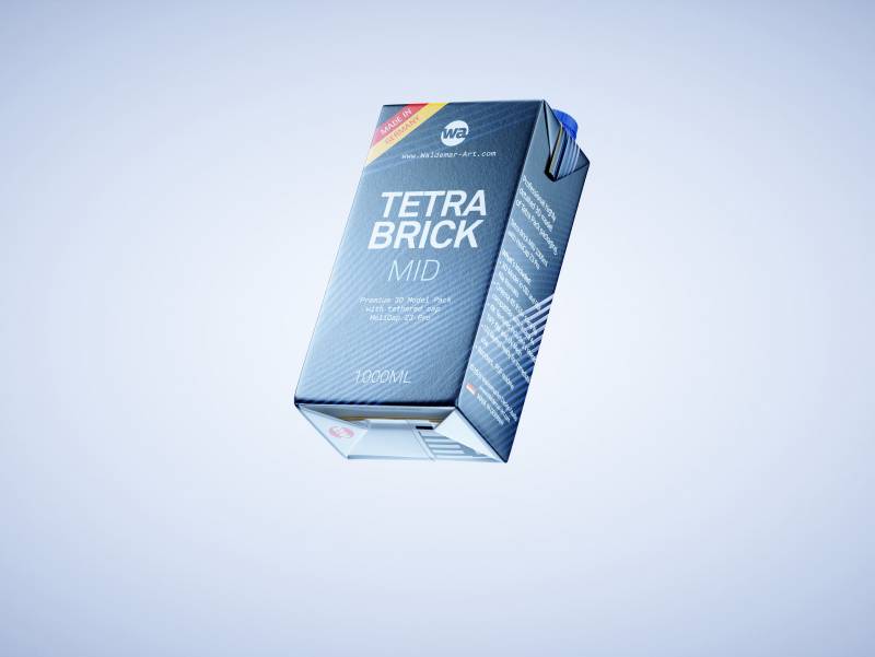 Tetra Brick MID 1000ml with HeliCap23 Pro premium carton milk packaging 3D model