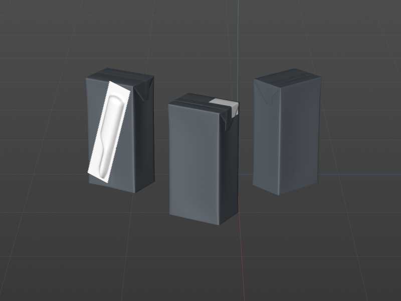 Tetra Pack Brik Mid 200ml with Pull Tab and a packaged straw packaging 3d model pak