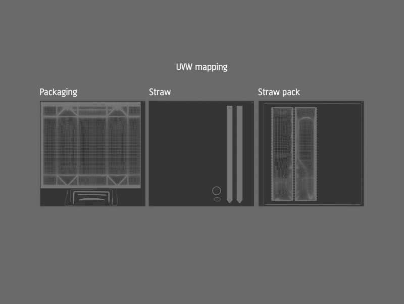 Tetra Pack Brik Mid 200ml with Pull Tab and a packaged straw packaging 3d model pak
