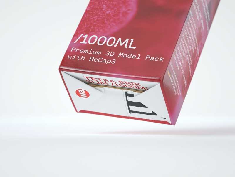 Tetra Pack Brick Slim 1000ml with ReCap3 packaging 3D model pak