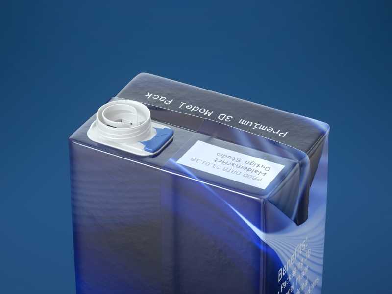 Tetra Pack Brick Slim 2000ml Premium packaging 3D model pak with SlimCap closure