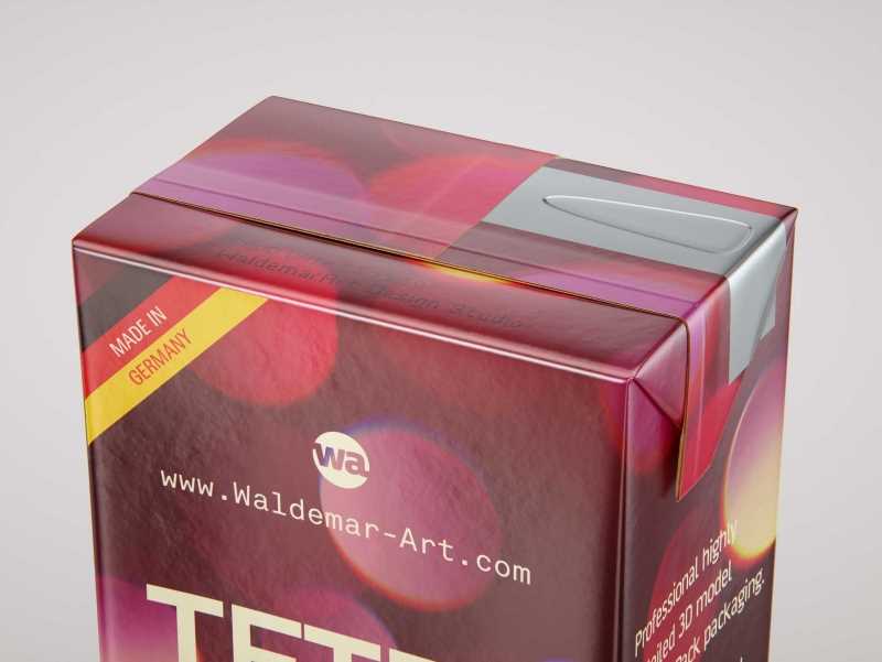 Tetra Pack Brick Slim 330ml with a Straw and Pull Tab packaging 3D model pak