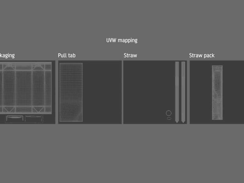 Tetra Pack Brick Slim 375ml with a Straw and Pull Tab packaging 3D model pak