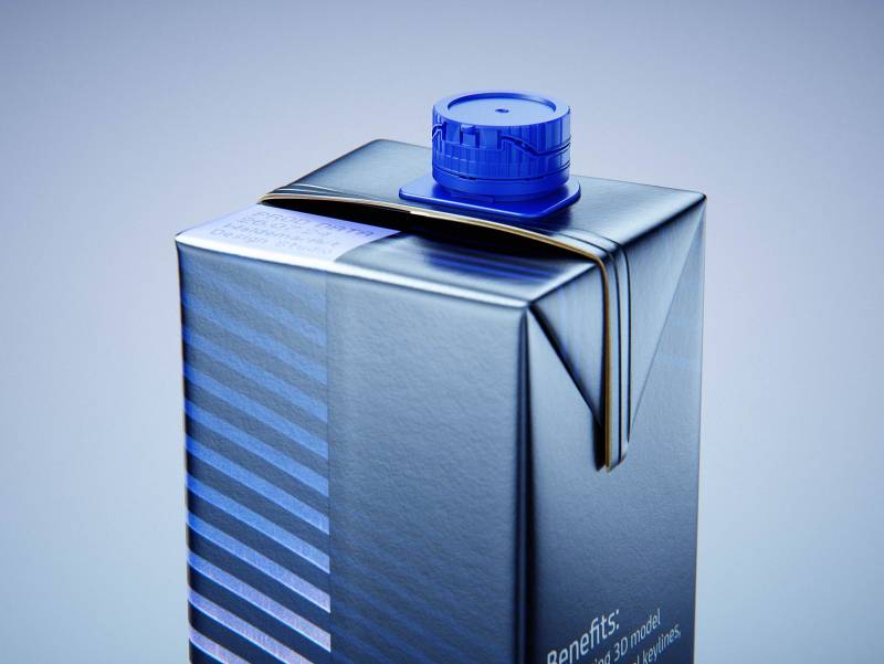 Tetra Pack Brik Square 1000ml packaging with tethered cap HeliCap26 Pro premium 3d model