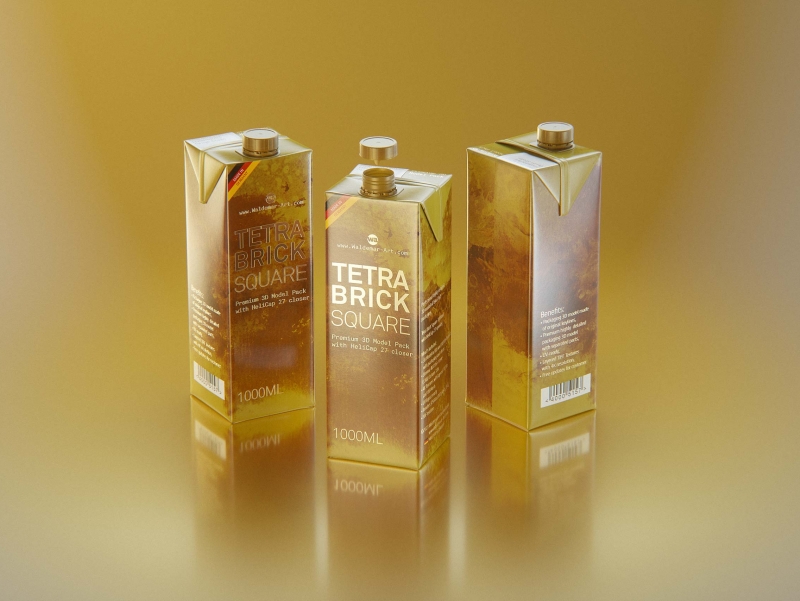 Tetra Pak Brik Square 1000ml with HeliCap 27 opening premium packaging 3d model pak