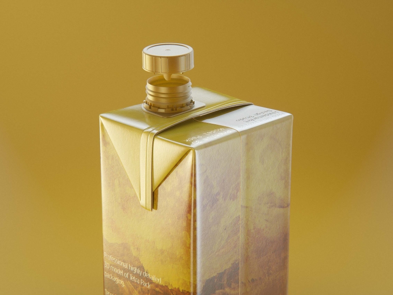 Tetra Pak Brik Square 1000ml with HeliCap 27 opening premium packaging 3d model pak