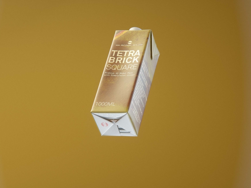 Tetra Pak Brik Square 1000ml with SimplyTwist 28 opening package 3d model pak