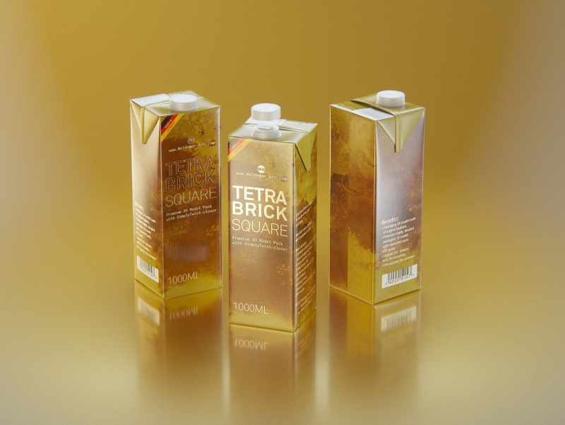 Tetra Pak Brik Square 1000ml with SimplyTwist 28 opening package 3d model pak
