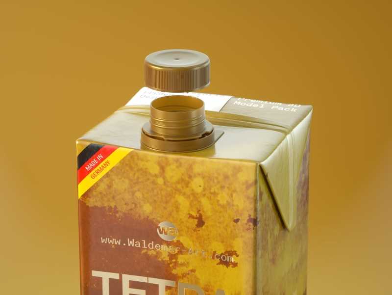 Tetra Pack Brick Square 1000ml with StreamCap Premium Packaging 3d model pak