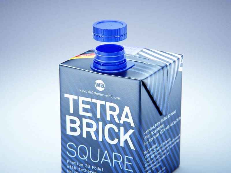 Tetra Pack Brik Square 500ml packaging with tethered cap HeliCap26 Pro premium 3d model