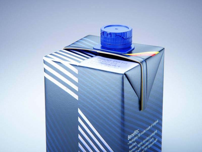 Tetra Pack Brik Square 500ml packaging with tethered cap HeliCap26 Pro premium 3d model