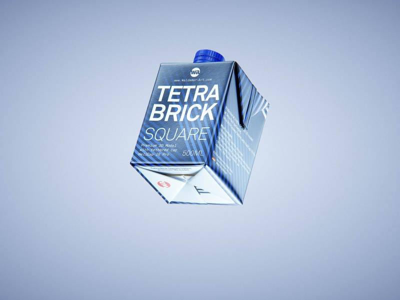 Tetra Pack Brik Square 500ml packaging with tethered cap HeliCap26 Pro premium 3d model