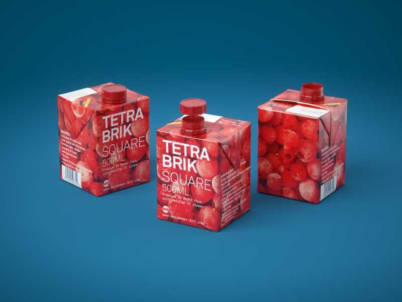 Tetra Pack Brick Square 500ml with HeliCap 27 3D model pak