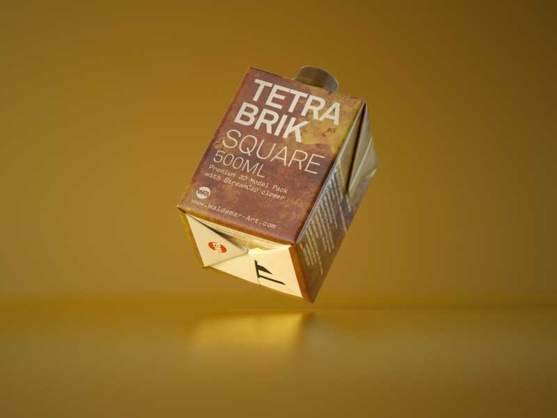 Tetra Pack Brick Square 500ml with StreamCap Premium 3D model pak