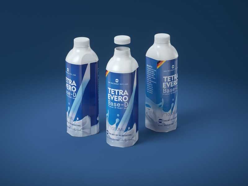 Milk Carton Packaging 3D model pak of Tetra Pack Evero Aseptic Base-D 1000ml with OrionTop O38A