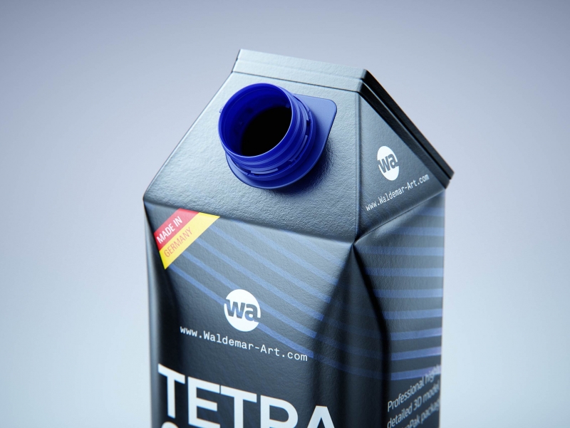 Premium packaging 3d model of Tetra Pak Gemina Crystal 1000ml with tethered cap HeliCap 26 Pro