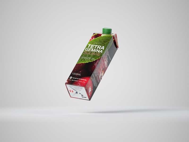 Premium 3D model pak of Tetra Pack Gemina Square 1000ml with HeliCap 27 closure