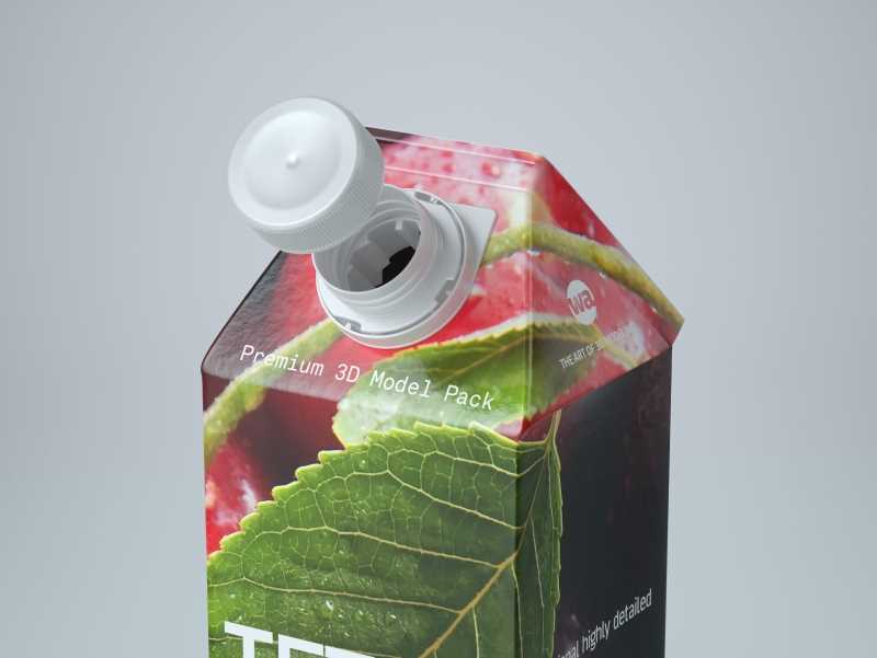 Premium Packaging 3d model pak of Tetra Pack Gemina Square 1000ml with StreamCap opening