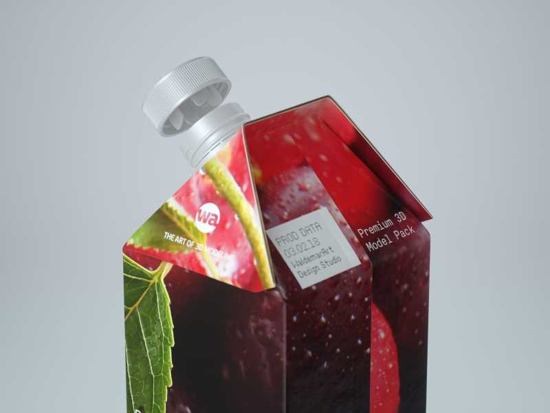 Premium Packaging 3d model pak of Tetra Pack Gemina Square 1000ml with StreamCap opening