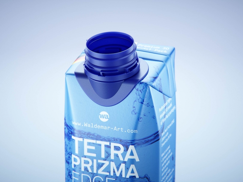 Premium packaging 3d model of Tetra Pack Prisma EDGE 200ml with tethered cap DreamCap 26 Pro