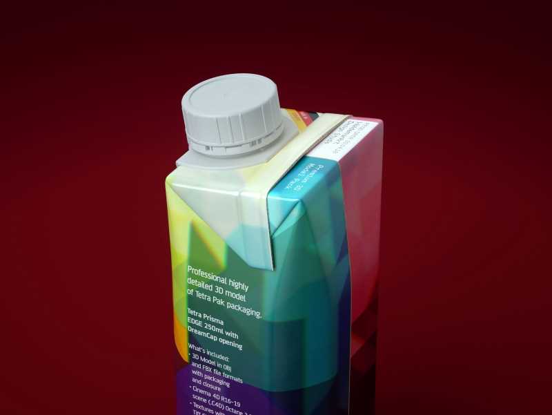Tetra Pack Prisma EDGE 250ml Premium carton packaging 3D model pak