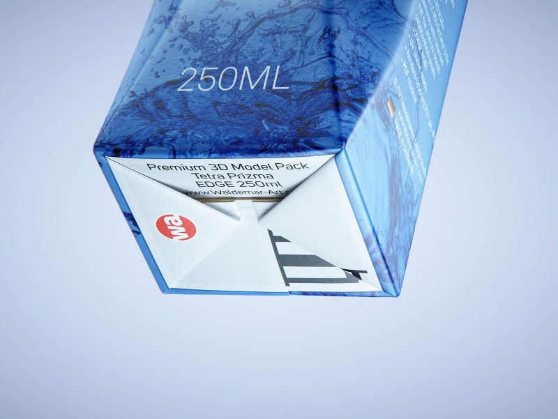 Premium packaging 3d model of Tetra Pack Prisma EDGE 250ml with tethered cap DreamCap 26 Pro