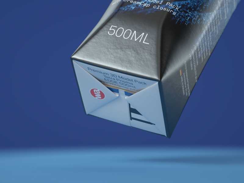 Tetra Pack Prisma EDGE 500ml with DreamCap Premium carton packaging 3D model pak