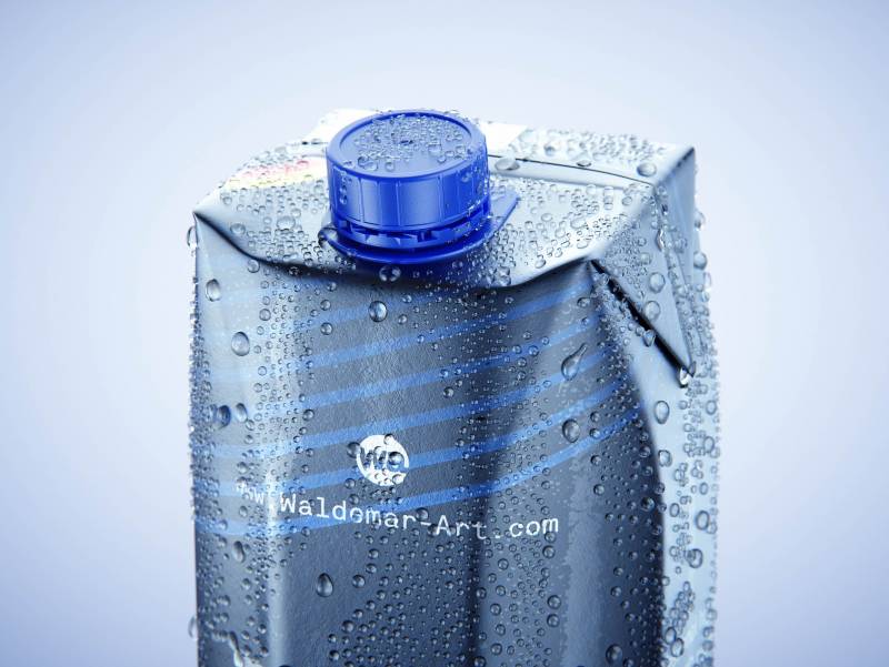 Tetra Prisma Square 1000ml with HeliCap27 and water condensation premium packaging 3d model pak