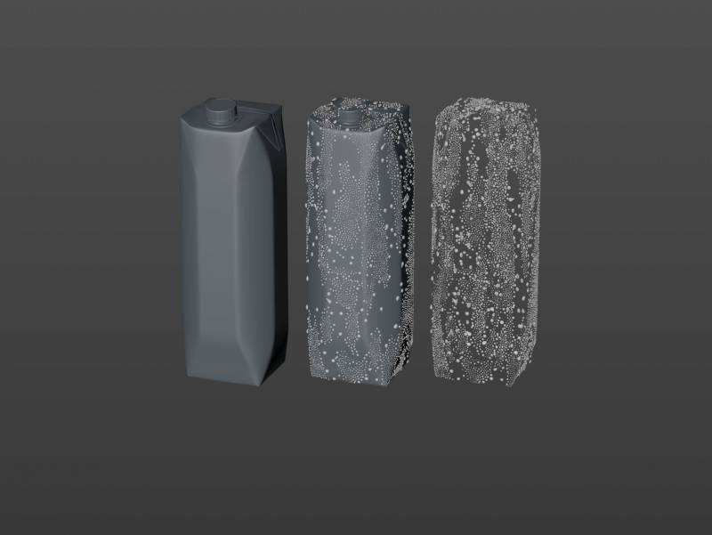 Tetra Prisma Square 1000ml with HeliCap27 and water condensation premium packaging 3d model pak