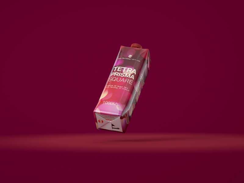 Tetra Pack Prisma Square 1000ml premium packaging 3D model pak with HeliCap 27
