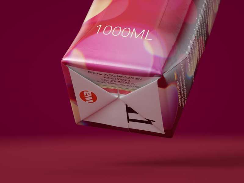 Tetra Pack Prisma Square 1000ml premium packaging 3D model pak with HeliCap 27