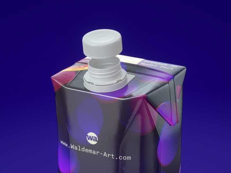 Packaging 3D model pak of Tetra Pack Prisma Aseptic 1000ml Square with StreamCap
