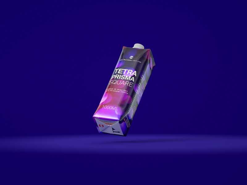 Packaging 3D model pak of Tetra Pack Prisma Aseptic 1000ml Square with StreamCap