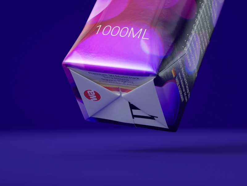 Packaging 3D model pak of Tetra Pack Prisma Aseptic 1000ml Square with StreamCap
