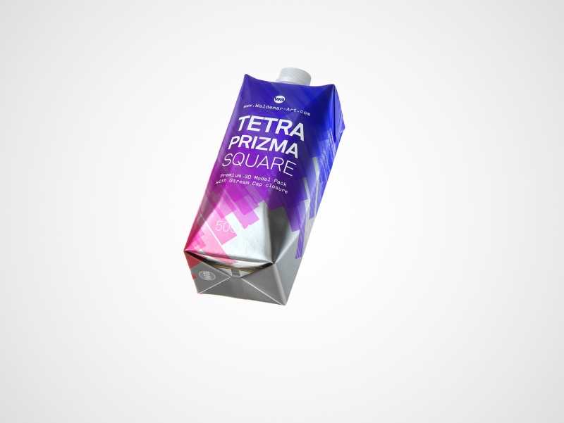 Packaging 3d model pak of Tetra Pack Prisma Square 500ml with StreamCap opening