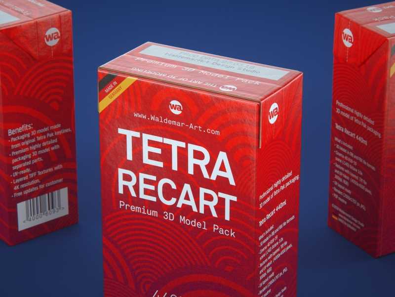 Tetra Pack Recart 440ml Premium carton packaging 3D model pak
