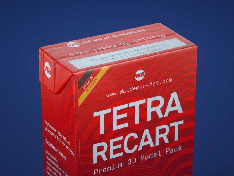 Tetra Pack Recart 440ml Premium carton packaging 3D model pak