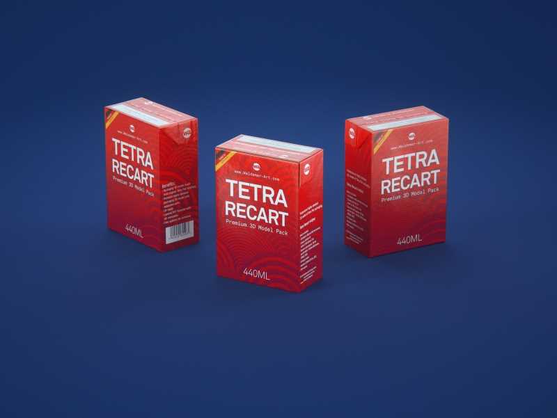 Tetra Pack Recart 440ml Premium carton packaging 3D model pak