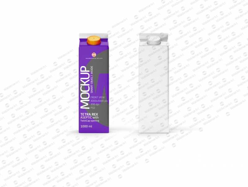 Photoshop Mockup of Tetra Pack Rex 1000ml with TwistCap Front View