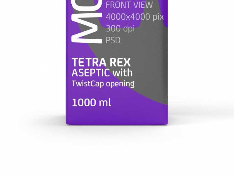 Photoshop Mockup of Tetra Pack Rex 1000ml with TwistCap Front View