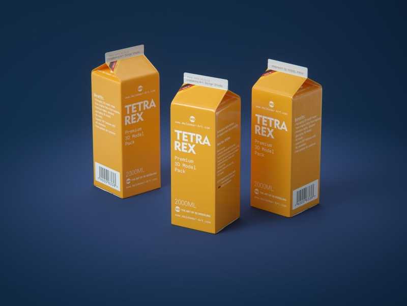 Tetra Pack REX Mid 2000ml Professional carton packaging 3D model pak