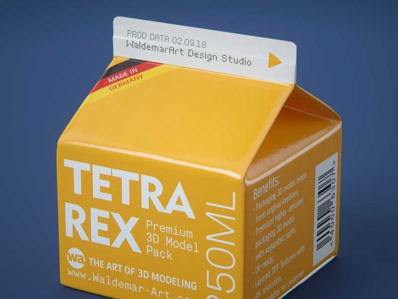 Tetra REX 250ml Professional carton packaging 3D model pak