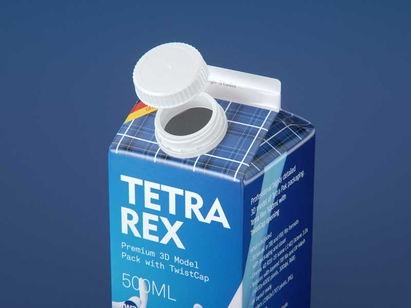 Tetra Rex 500ml carton packaging 3d model with TwistCap