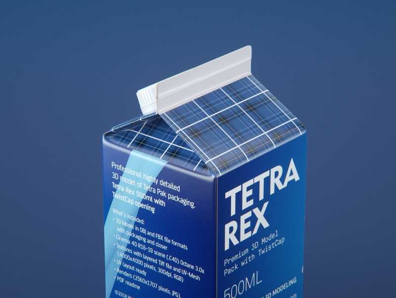 Tetra Rex 500ml carton packaging 3d model with TwistCap