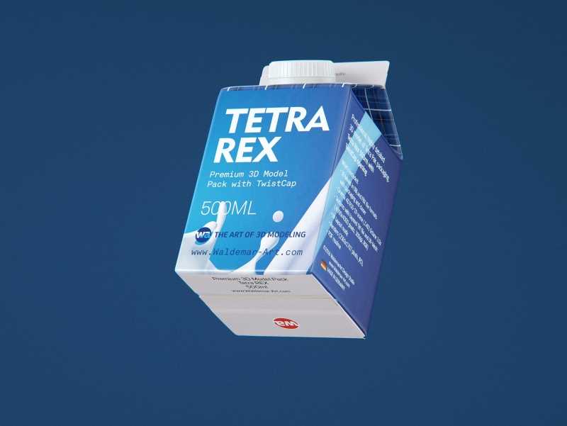 Tetra Rex 500ml carton packaging 3d model with TwistCap