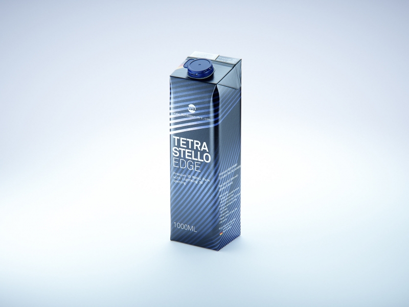 Tetra Pak Stelo Edge 1000ml with LightWing 30 premium carton packaging 3D model