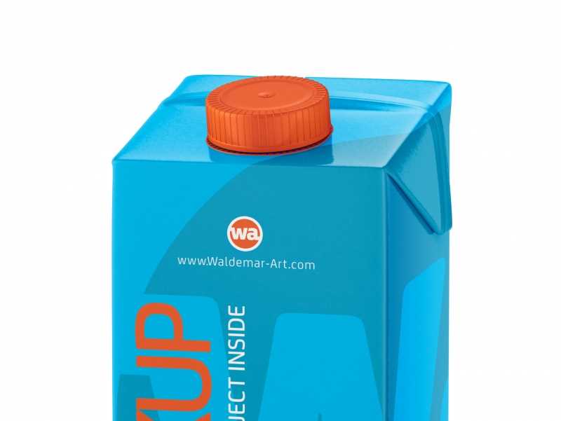 Packaging MockUp of Tetra Pack Brick Aseptic 1000ml with LightCap30 Front-Side View
