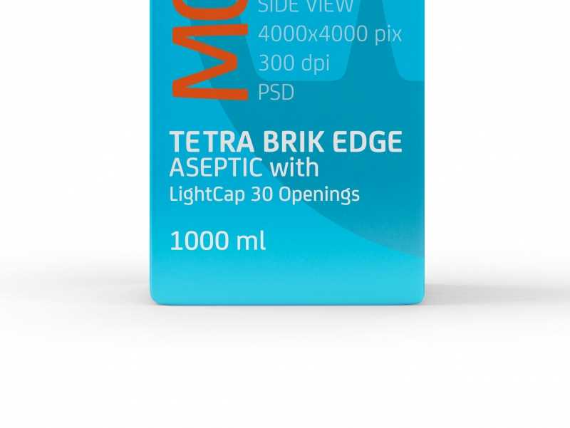 Packaging MockUp of Tetra Pack Brick Aseptic 1000ml with LightCap30 Side View