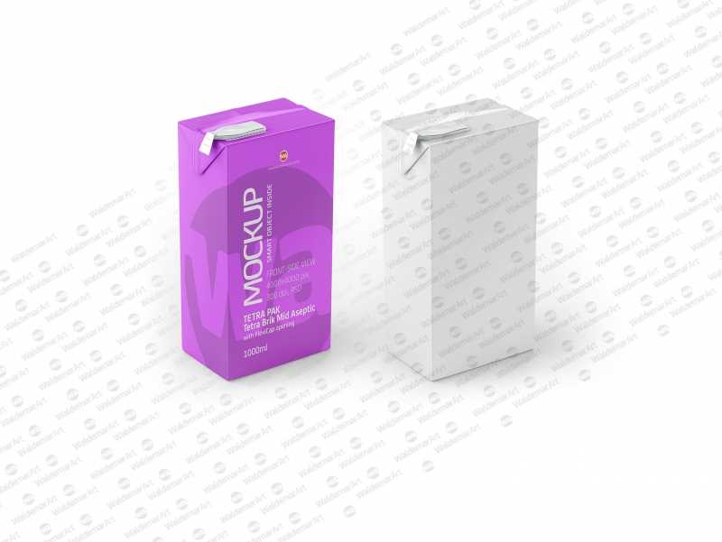 Packaging MockUp of Tetra Pack Brick Mid Aseptic 1000ml with FlexiCap Front-Side View